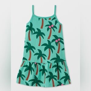 Hanna Andersson Palm Tree Pullover Flounce Tank Top Dress Size 120 cm US 6-7